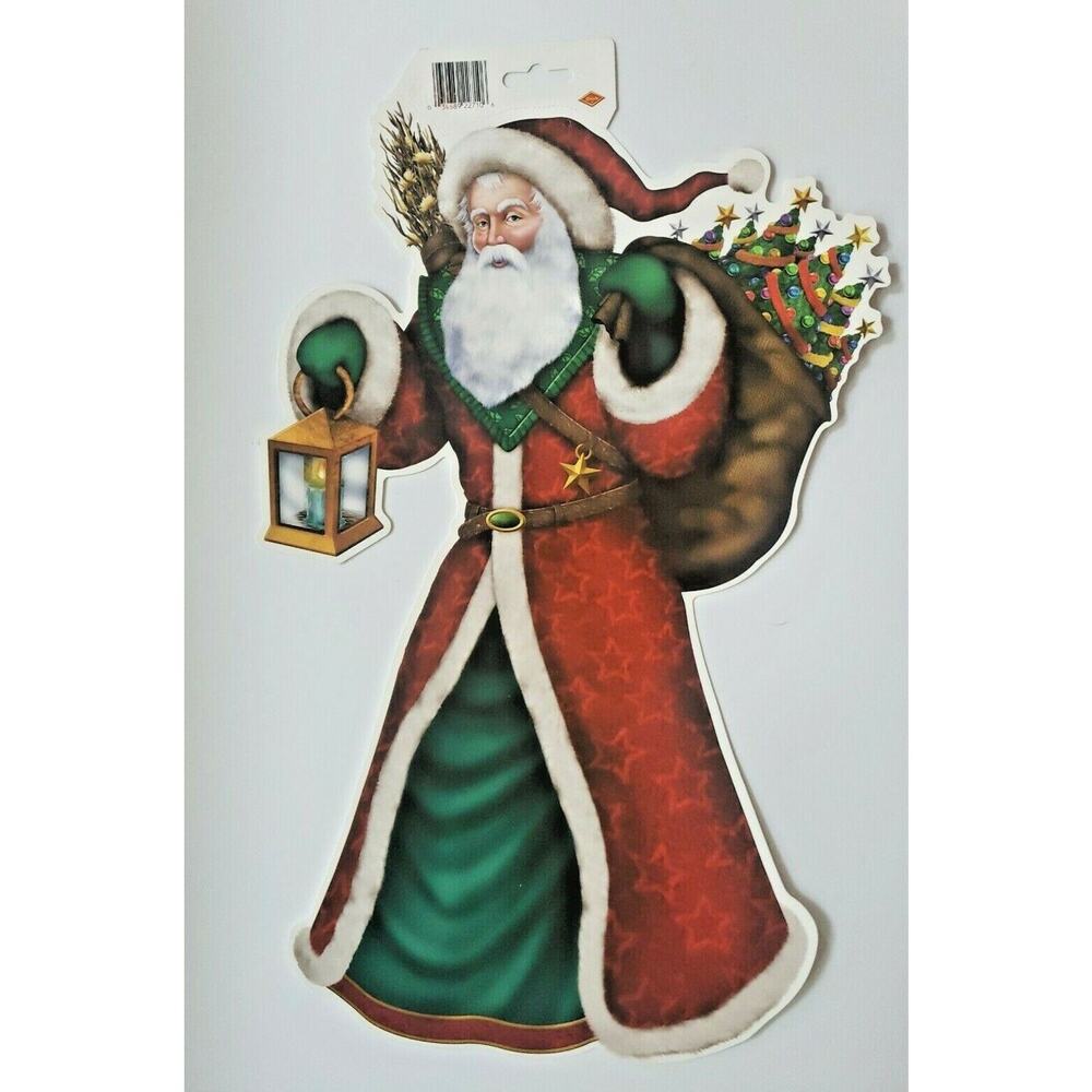 2000's Biestle Old Time Santa Figure Die Cut 17" x 11.5" Wall Hanging New